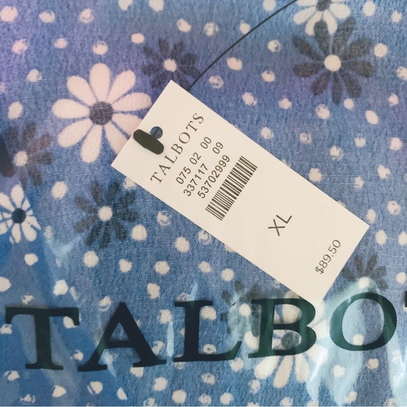 NEW Talbots Wrap Top XL Flowers Polka Dot Cottagecore Poet Sleeve Prairie Boho - Picture 4 of 5